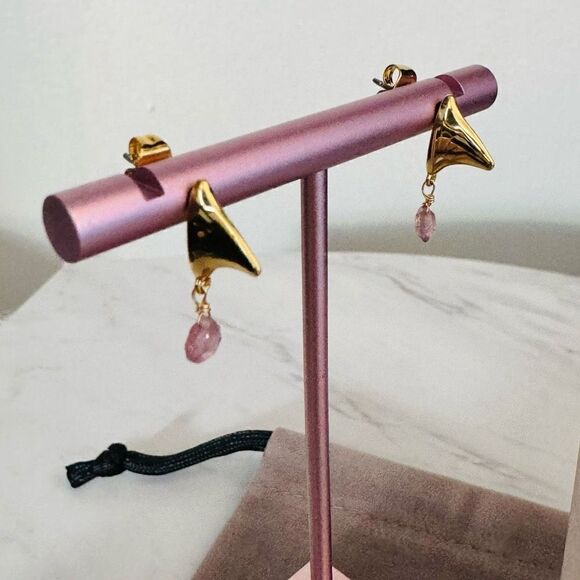 Alexas Bittar Asterales Thorn 14K Goldplated & Pink Tourmaline Drop Earrings NWT - Picture 12 of 16